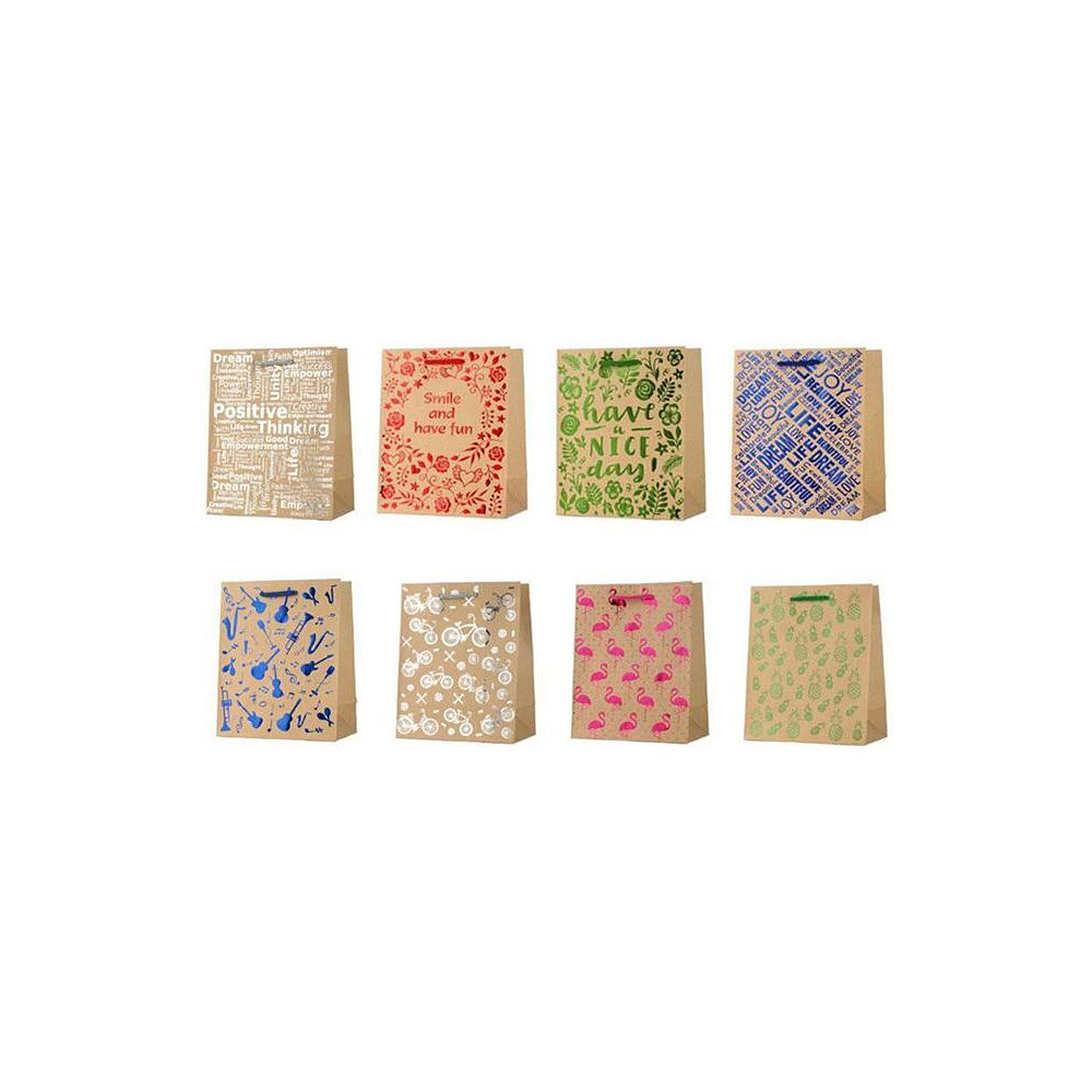 Пакет подарочный бумажный "Крафт с тиснением", ассорти
