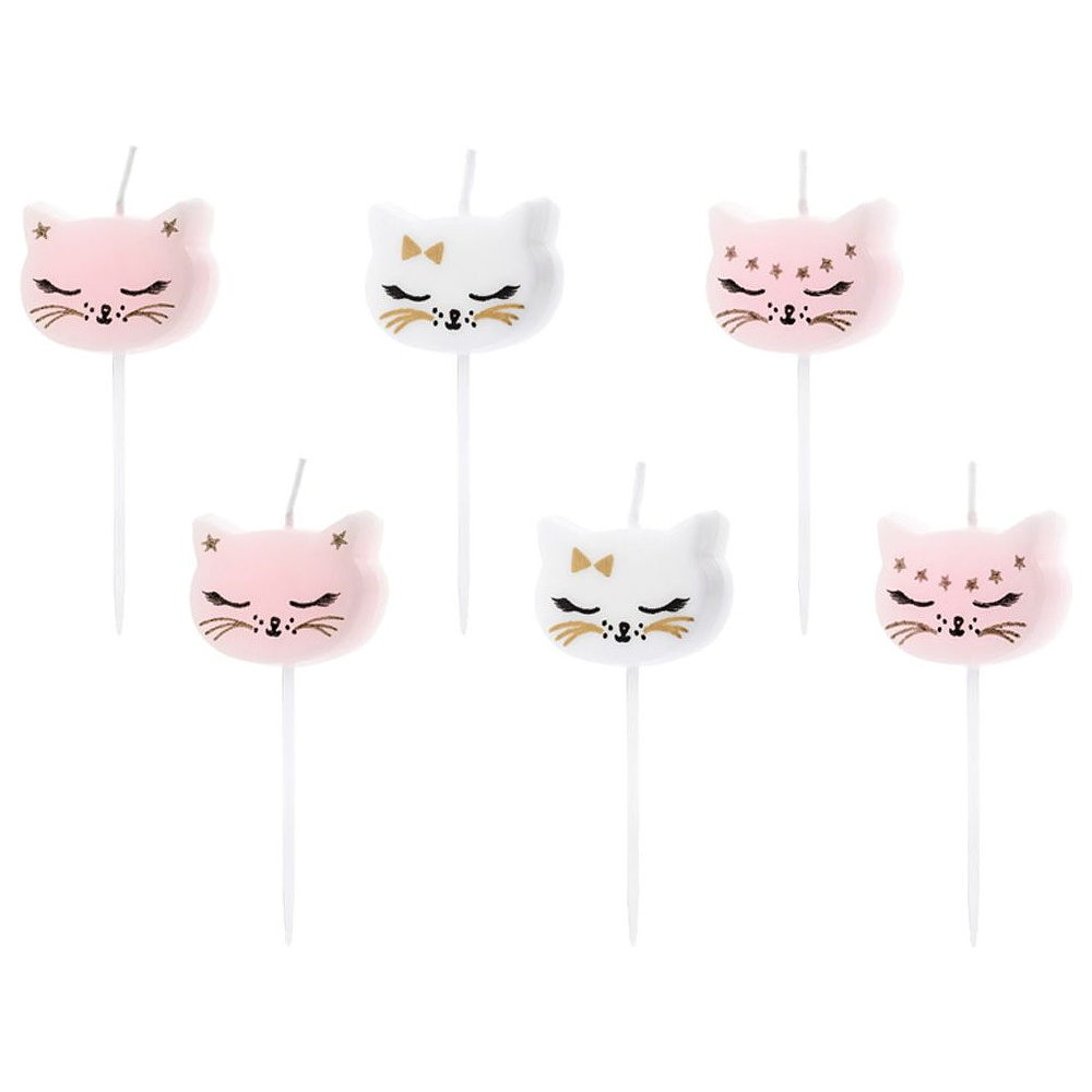 Свеча "Кот", 6 шт, разноцветный