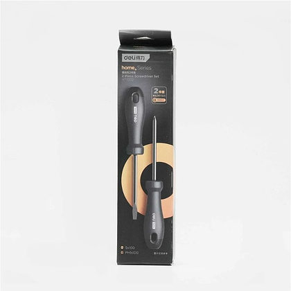 Набор отверток Deli HS EHT1002, 2 шт.(PH1х100,SL5х100), Soft Touch, черный - 9