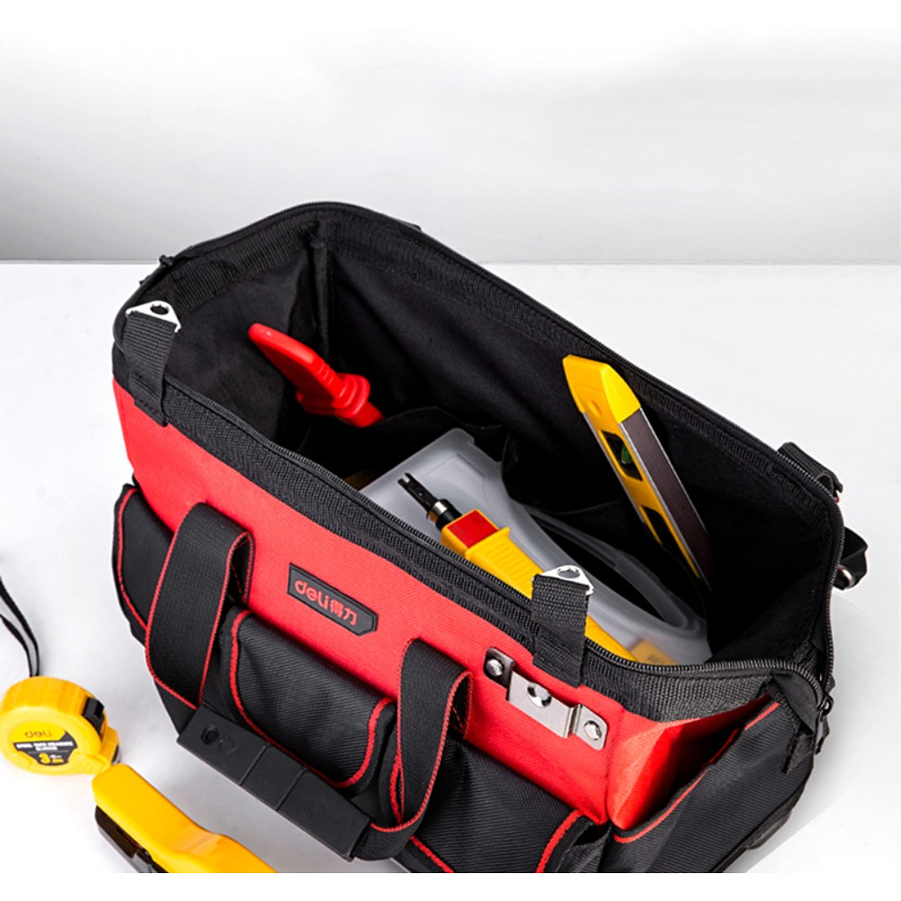 Сумка для инструментов Deli RS DL430316, 380х210х280 мм, ткань Oxford, пластиковое дно, черный, красный - 2