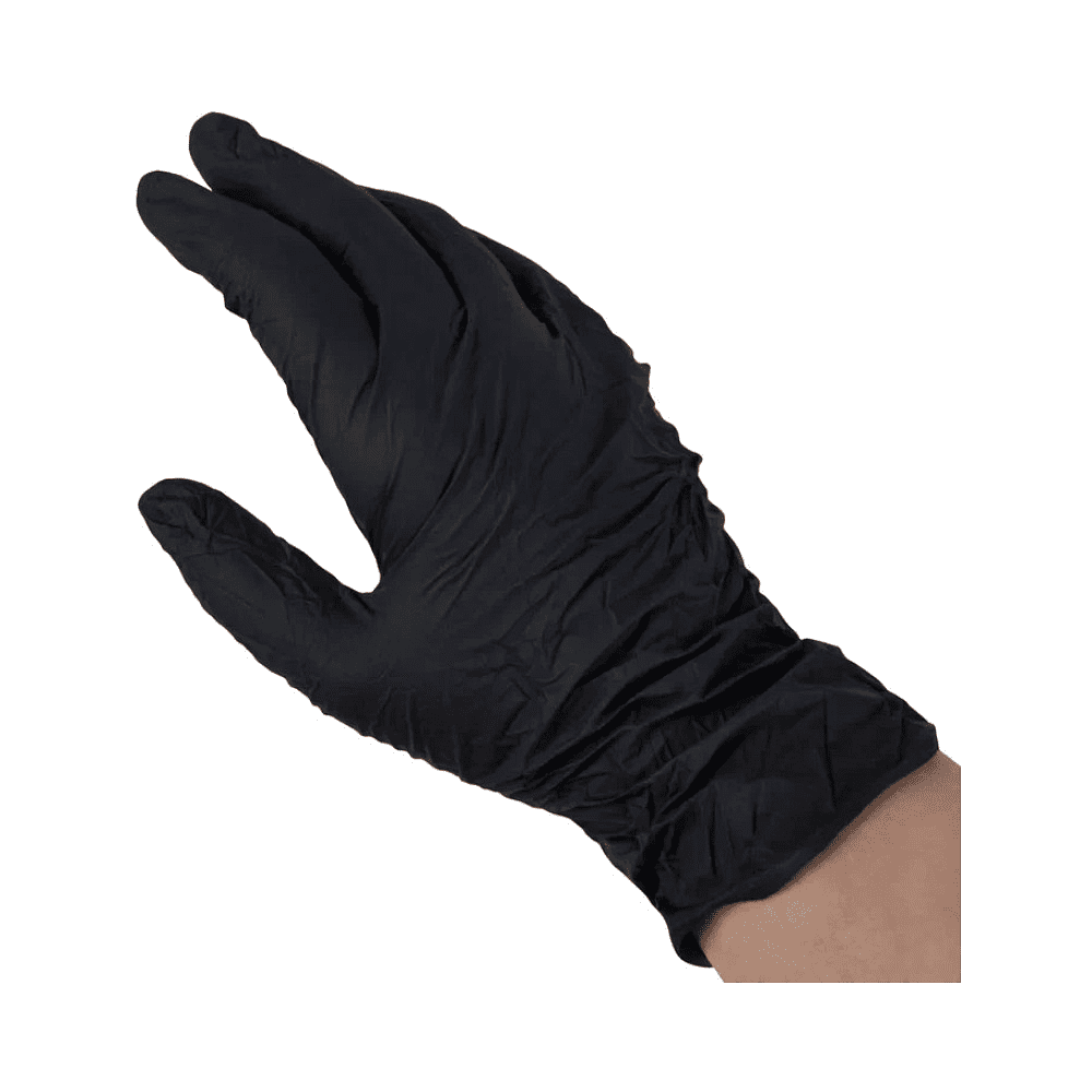 Перчатки нитриловые неопудренные одноразовые BVB, р-р S, 100 шт./уп., черный - 4