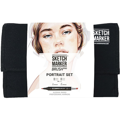 Набор маркеров перманентных двусторонних "Sketchmarker Brush Pro Portrait Set", 24 шт.