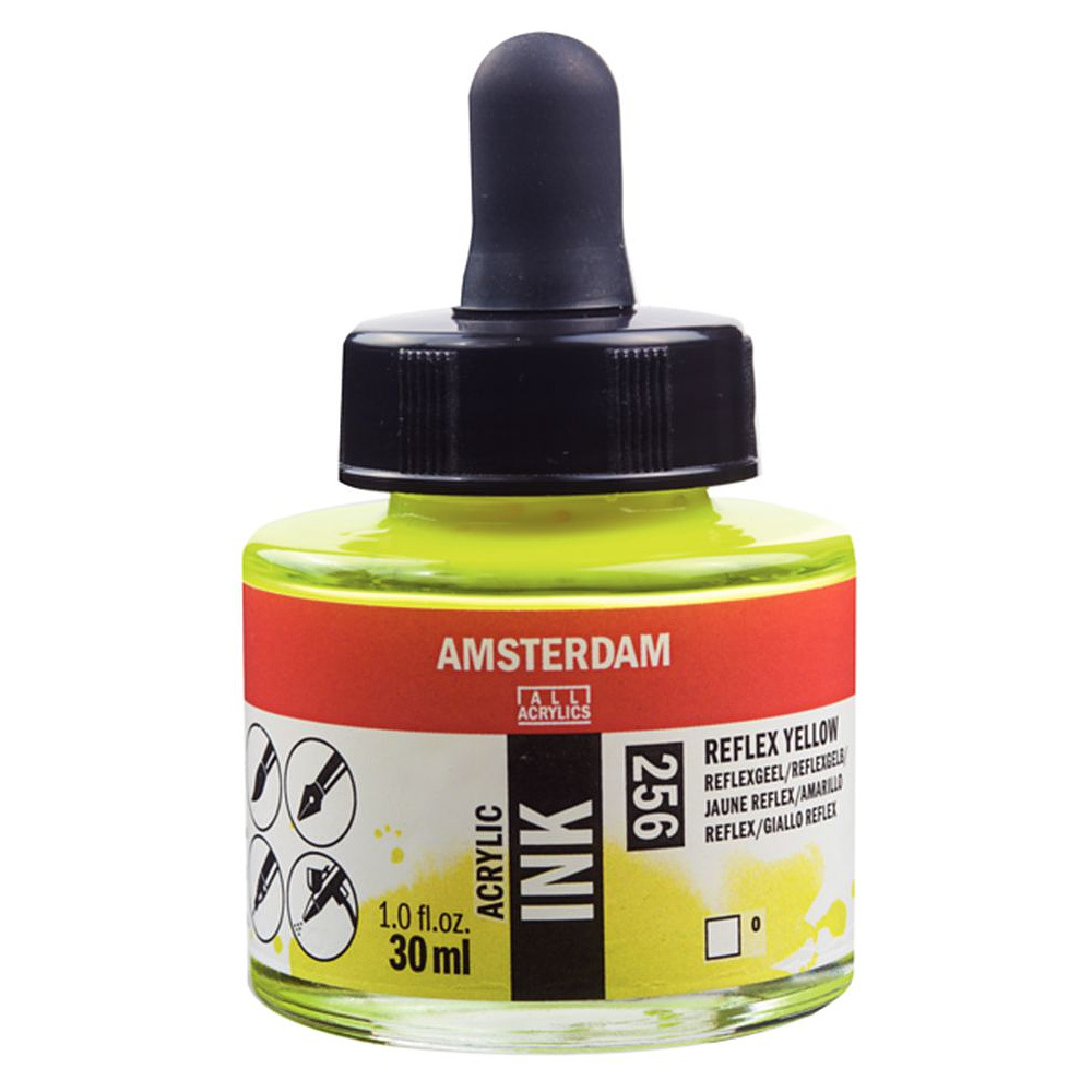 Жидкий акрил "Amsterdam", 256 флуоресцентный желтый, 30 мл, банка