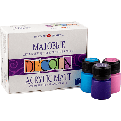 Краска акриловая матовая "Декола", набор 12 цветов, 20 мл, банки - 2