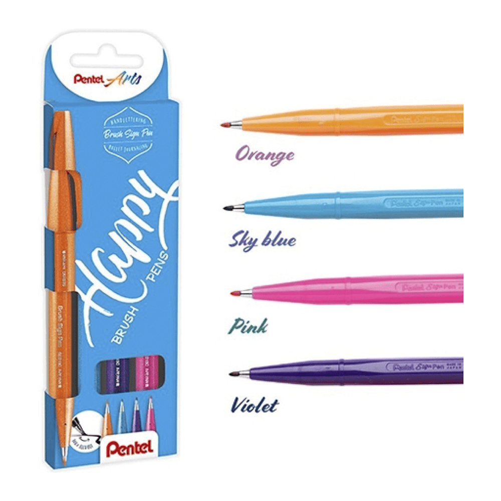 Маркер-кисть "Brush Sign pen. Happy", 4 шт - 2