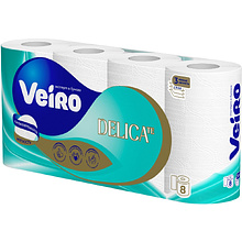 Бумага туалетная Veiro Delicate, 8 рулонов, 3 слоя, белый 