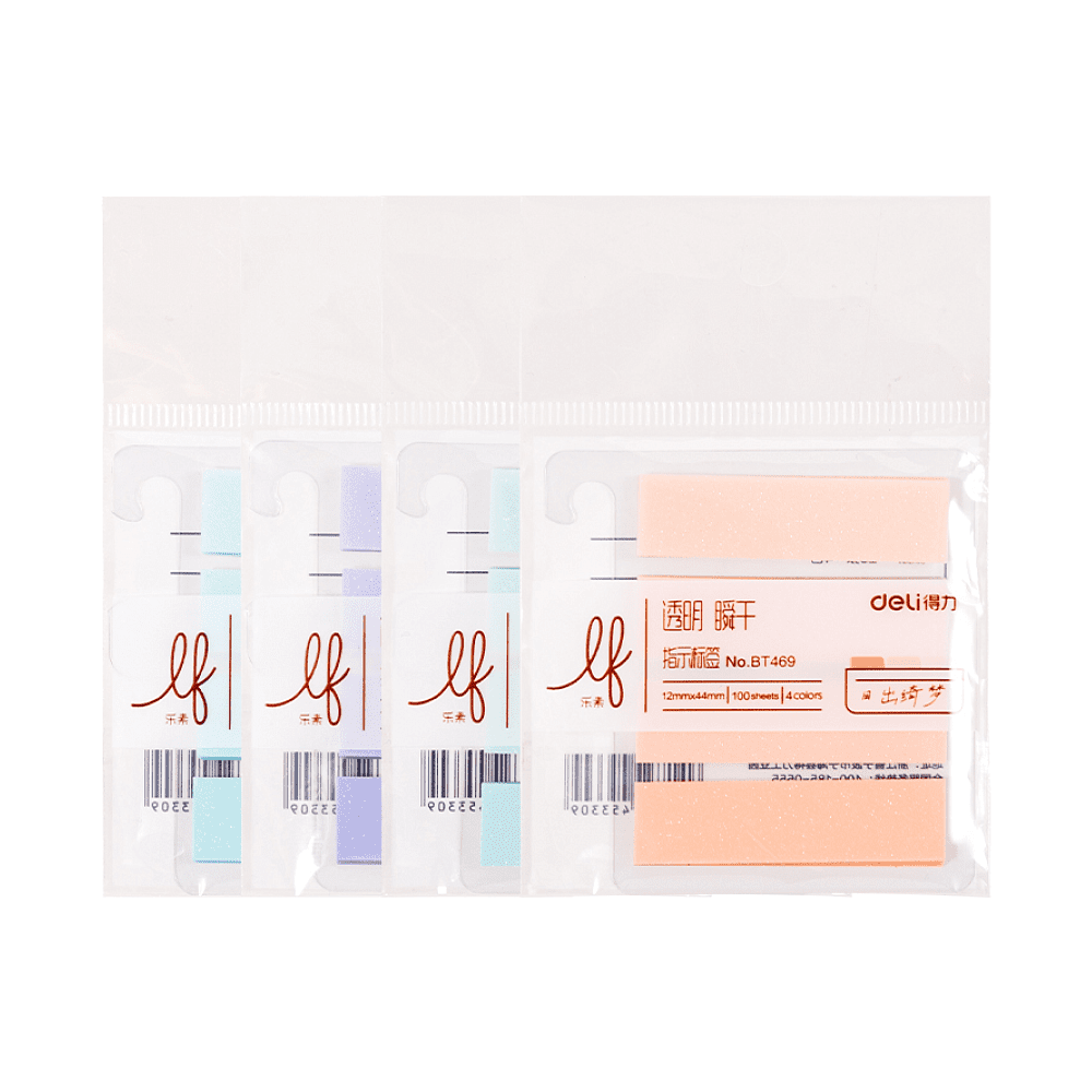 Закладки пластиковые "Deli", 12х44 мм, 1 цвет х 25 шт, ассорти пастель