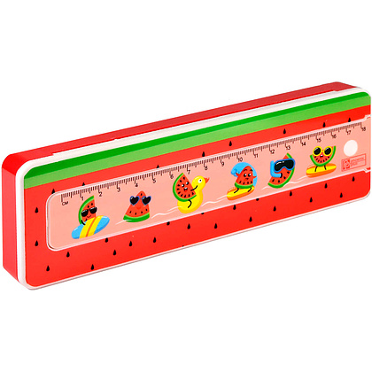 Пенал "Арбузы на отдыхе" с линейкой, 1 отделение