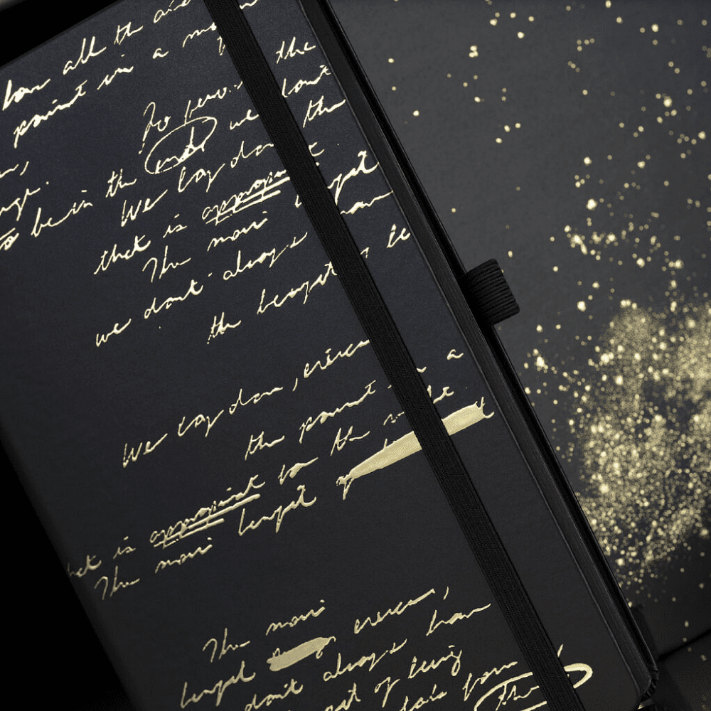 Блокнот "Total Black twilight gold", А5, 96 листов, линейка, на резинке, черный, золотистый - 4