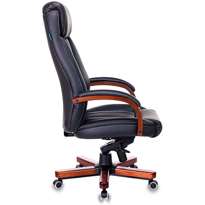 Кресло для руководителя Бюрократ "T-9922WALNUT/Black", кожа, дерево, черный - 3