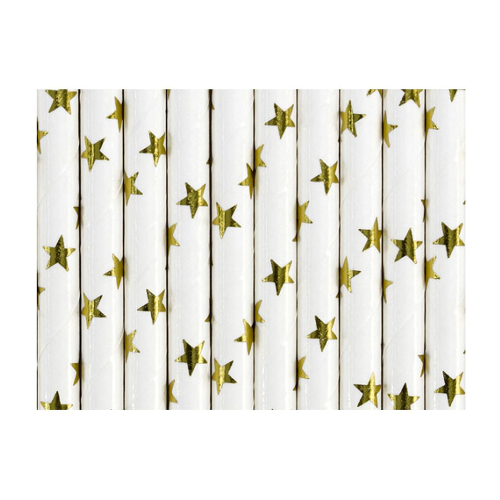 Трубочки бумажные, 19.5 см, 10 шт, золотистый