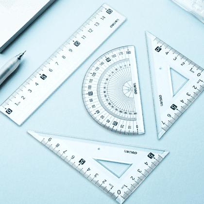 Набор чертежный "Deli VC23": линейка 15 см, треугольник 45 и 60 гр, транспортир 180 гр, прозрачный - 2