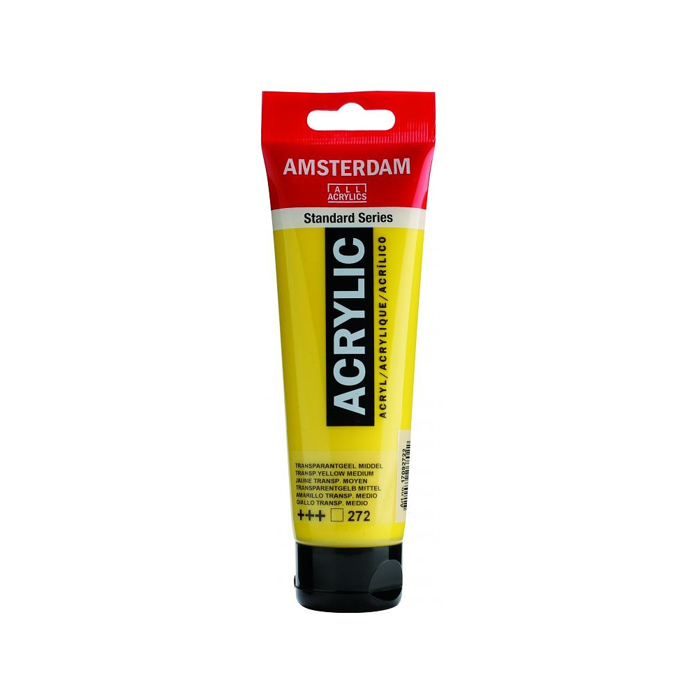 Краски акриловые "Amsterdam", 272 желтый средний прозрачный, 120 мл, туба