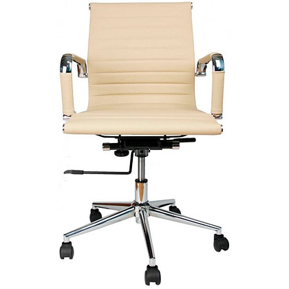 Кресло для руководителя EVERPROF "Leo", экокожа, металл, бежевый - 3