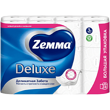 Бумага туалетная Zemma Deluxe, 24 рулона, 3 слоя, белый