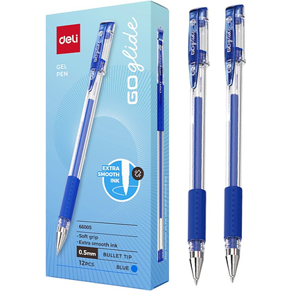 Ручка гелевая "Go Glide", 0.5 мм, прозрачный, стерж. синий - 2