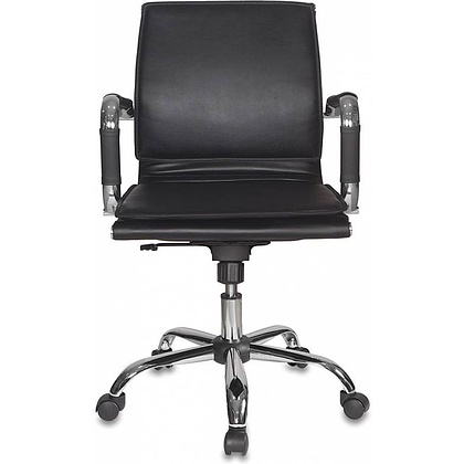 Кресло для руководителя "Бюрократ CH-993" низкая спинка, кожзам, хром, черный - 3