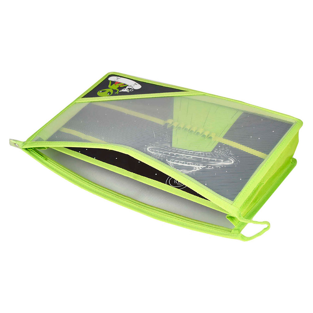 Папка для труда "НЛО", А4, на молнии, зеленый, черный - 3