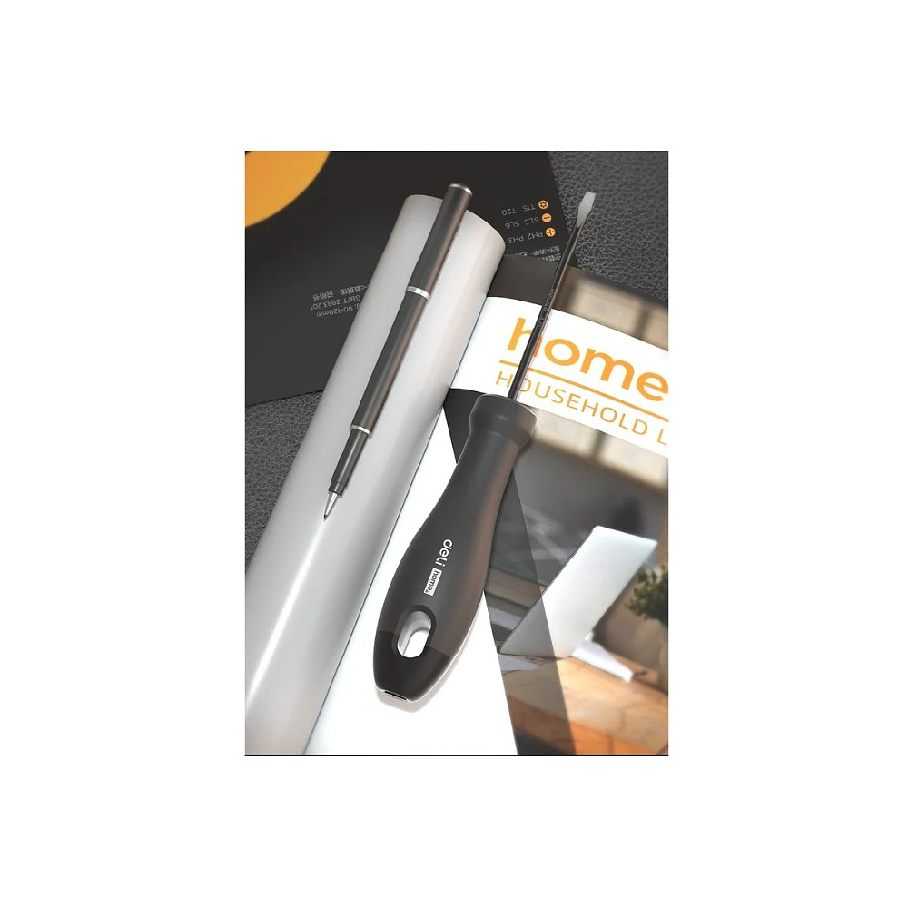 Отвертка Deli HS EHT1106, SL6х150 мм, Soft Touch, черный - 7
