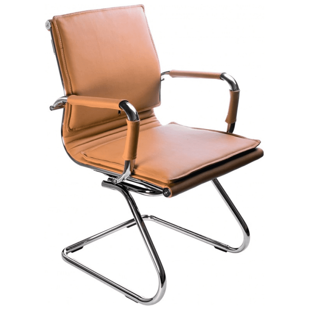 Кресло на полозьях "Бюрократ Ch-993-Low-V", экокожа, светло-коричневый, металл хром