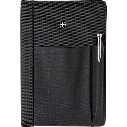 Набор "Swiss Peak": ручка шариковая автоматическая и блокнот, черный, серебристый - 6