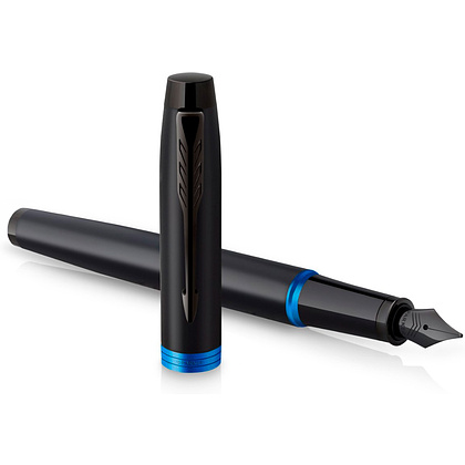 Ручка перьевая Parker "IM Vibrant Rings F315 Marine Blue PVD", F, черный, синий, патрон синий - 3