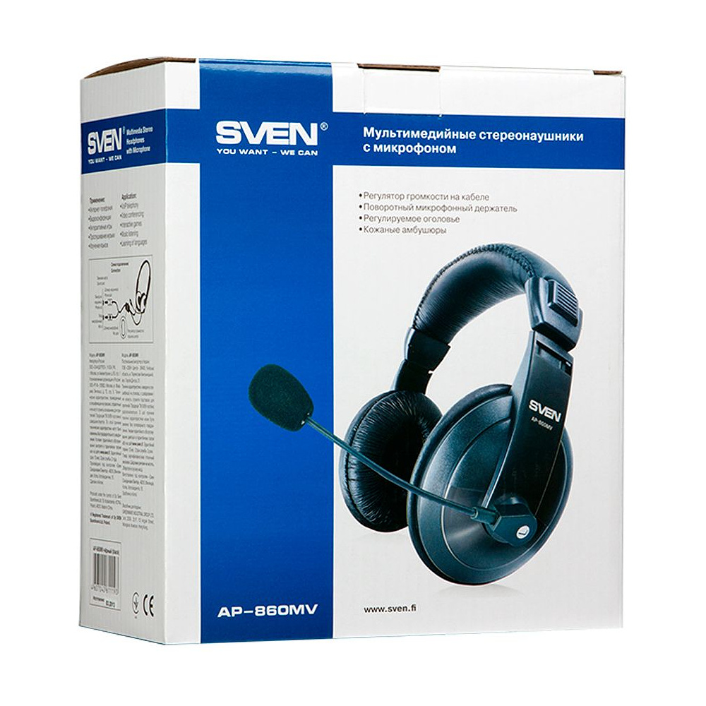 Наушники с микрофоном "Sven AP-860MV Black" - 2