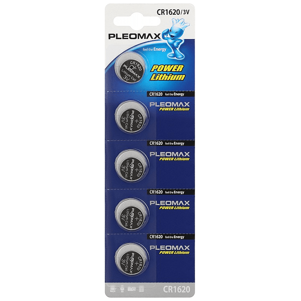 Батарейки литиевые Samsung PLEOMAX CR1620, 3V, 5 шт