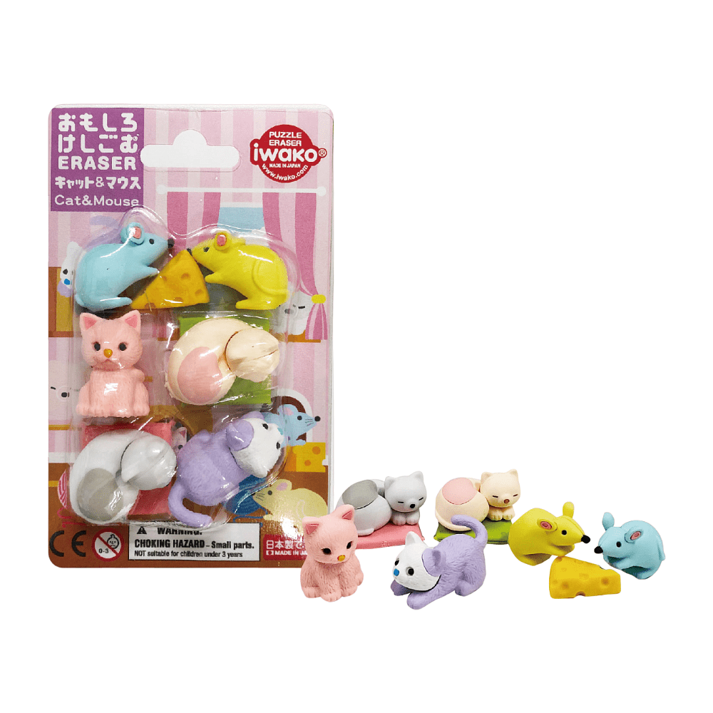 Набор ластиков "IWAKO Cat&Mouse", блистер