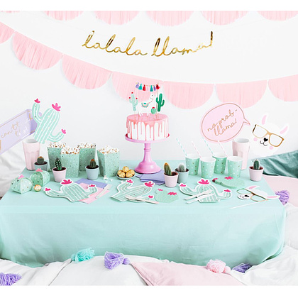 Тарелка бумажная "Кактус", 23х24 см, 6 шт, мятный - 6