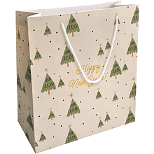 Пакет бумажный подарочный "Елки", 32х32х12 см