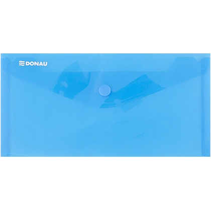 Папка-конверт на кнопке "Donau DL", dl, прозрачный синий