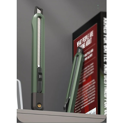 Набор ножей строительных Deli HSEHT4003L, 3 шт (ножи 9мм/18мм/трапеция), Soft Touch, зеленый - 9