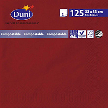 Салфетки бумажные "Duni", 125 шт, 33x33 см, бордовый
