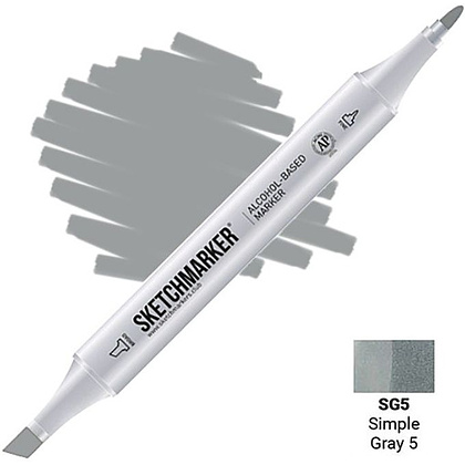 Маркер перманентный двусторонний "Sketchmarker", SG5 серый простой №5