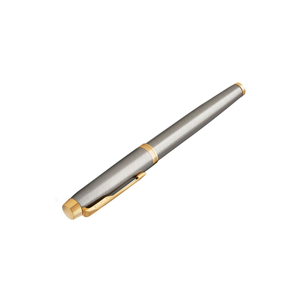 Ручка перьевая "Parker IM Brushed Metal GT", F, серебристый, золотистый, патрон черный - 4