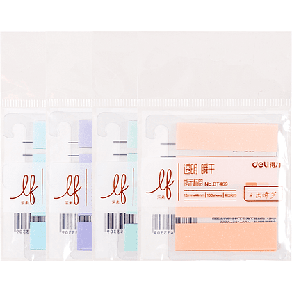 Закладки пластиковые "Deli", 12х44 мм, 1 цвет х 25 шт, ассорти пастель