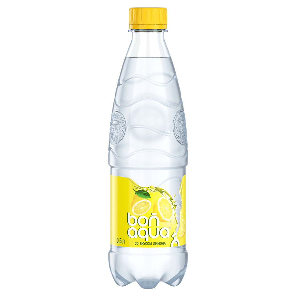 Вода питьевая "Bonaqua", газированная, вкус лимона, 0.5 л
