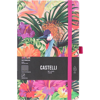 Блокнот "Eden tropical", А5, 96 листов, линейка, на резинке, разноцветный, розовый