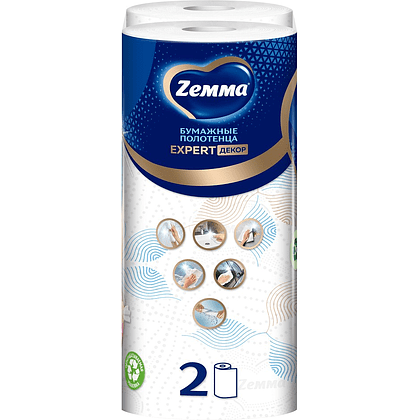 Полотенца бумажные Zemma Expert, 2 рулона, 3 слоя, декор - 3