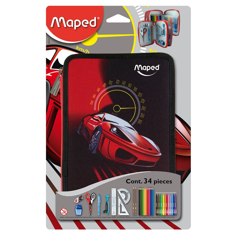 Пенал Maped "Cars", 2 отделения, с наполнением - 4