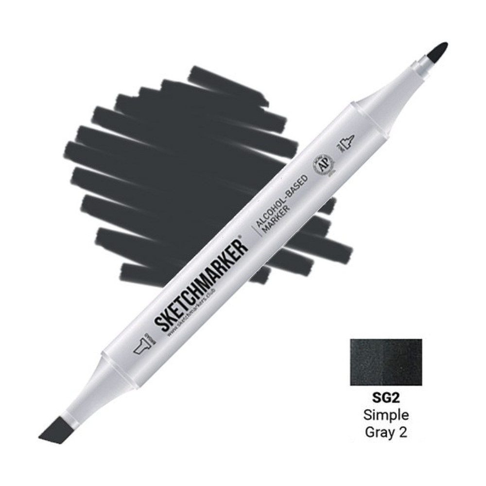 Маркер художественный "Sketchmarker", двухсторонний, SG2 серый простой 2
