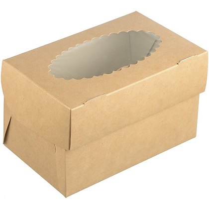 Контейнер бумажный для 2-х маффинов, 200 шт/упак, крафт - 3