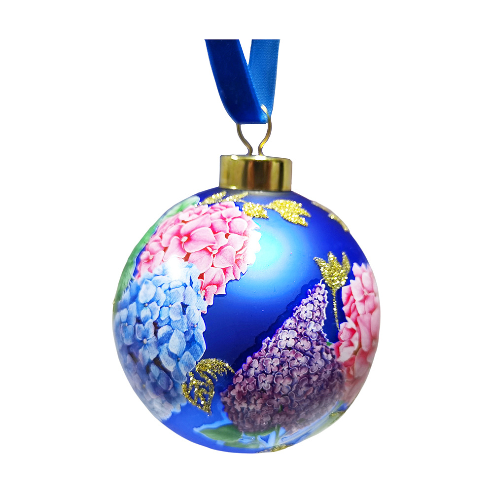 Шар елочный "Ботаника", d8 см, синий