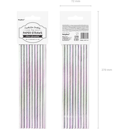 Трубочки бумажные переливающиеся, 19.5 см, 10 шт - 3
