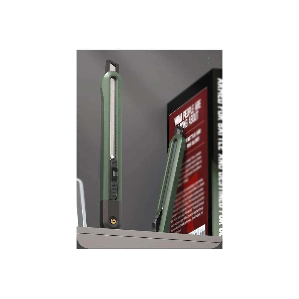 Набор ножей строительных Deli HSEHT4003L, 3 шт (ножи 9мм/18мм/трапеция), Soft Touch, зеленый - 9