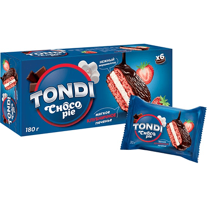 Печенье "Tondi" Choco Pie клубничный, 180 г