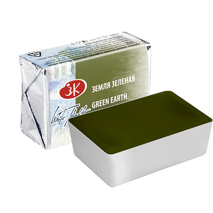 Краски акварельные "Белые ночи", 730 земля зеленая, кювета