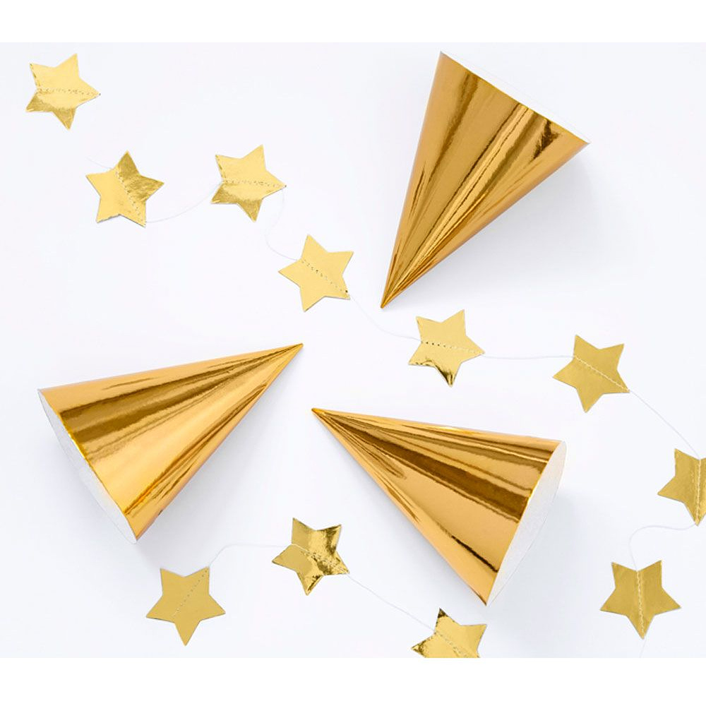 Колпаки праздничные "Золото", 6 шт, золотистый - 2