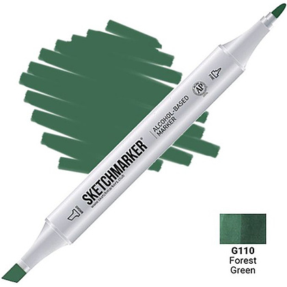Маркер перманентный двусторонний "Sketchmarker", G110 зеленый лес